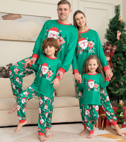 2024 Winter Couples Christmas Pajamas For Family Matching Outfits Mother Kids Clothes Christmas Deer Pajamas Family Clothing Set