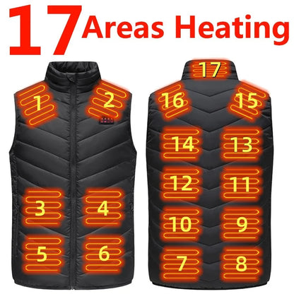 17 Areas Electric Heated Vest Usb  Heating