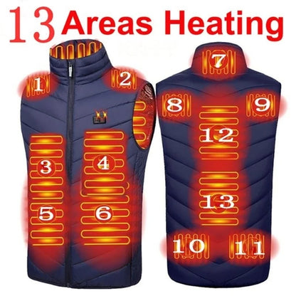 17 Areas Electric Heated Vest Usb  Heating