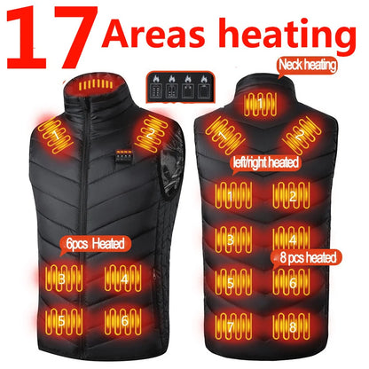 17 Areas Electric Heated Vest Usb  Heating