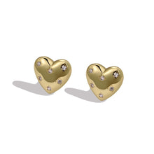 New S925 Loving Heart In Sterling Silver Shape Inlaid Zircon Stud Earrings For Women