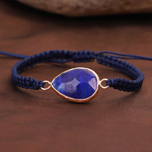 Woven Bracelet Drop Shape Green Gold Stone Bracelet Carrying Strap