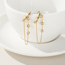 Internet Hot Chain Zircon Tassel Titanium Steel Earrings