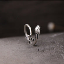 Artistic Vintage Thai Silver Bird Leaves S925 Sterling Silver Ring