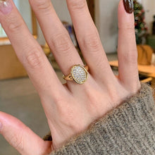 Antique Oval Full Diamond Ring Light Luxury Minority