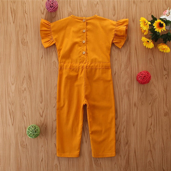 All - Match Yellow Flying Sleeves Waist Jumpsuit - Bay Buy Shopping