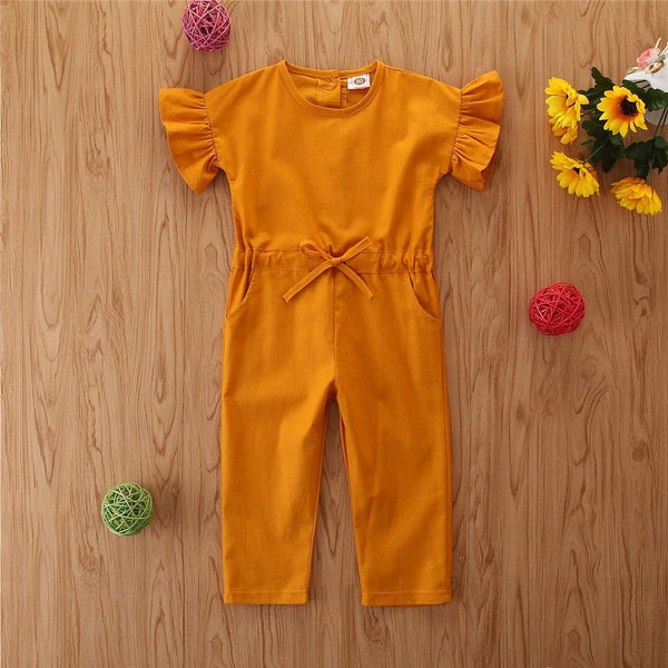 All - Match Yellow Flying Sleeves Waist Jumpsuit - Bay Buy Shopping