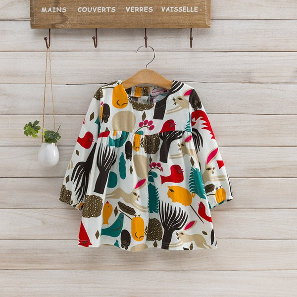 Animal King Park Girls Long Sleeve Baby Shirt Cotton Linen Shirt - Bay Buy Shopping