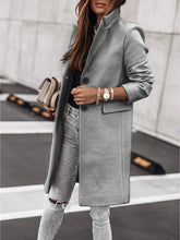 Autumn And Winter Simplicity Long Sleeve Button Woolen Coat - Bay Buy Shopping