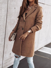 Autumn And Winter Simplicity Long Sleeve Button Woolen Coat - Bay Buy Shopping
