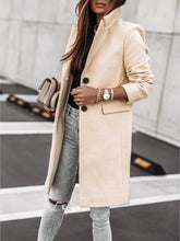 Autumn And Winter Simplicity Long Sleeve Button Woolen Coat - Bay Buy Shopping