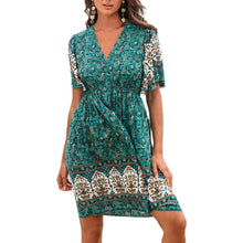 Bohemian Rayon Positioning Flower Green Dress - Bay Buy Shopping