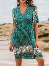 Bohemian Rayon Positioning Flower Green Dress - Bay Buy Shopping