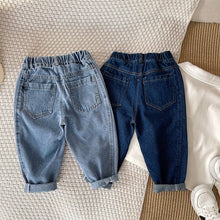 Boys' Blue Solid Color Crimped Trousers - Bay Buy Shopping