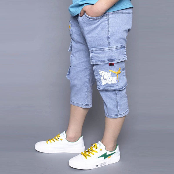 Boys Fashion Loose Stretch Cropped Jeans - Bay Buy Shopping
