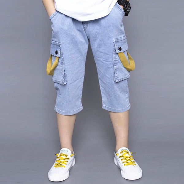 Boys Fashion Loose Stretch Cropped Jeans - Bay Buy Shopping