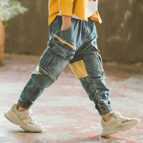 Boys Spring And Autumn Denim Overalls Trousers - Bay Buy Shopping