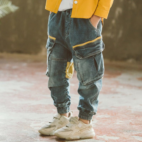 Boys Spring And Autumn Denim Overalls Trousers - Bay Buy Shopping