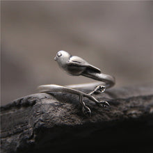 Artistic Vintage Thai Silver Bird Leaves S925 Sterling Silver Ring