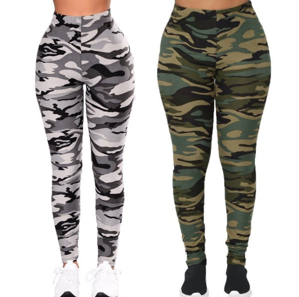 Camouflage Printed Grey Casual Legging Pants - Bay Buy Shopping