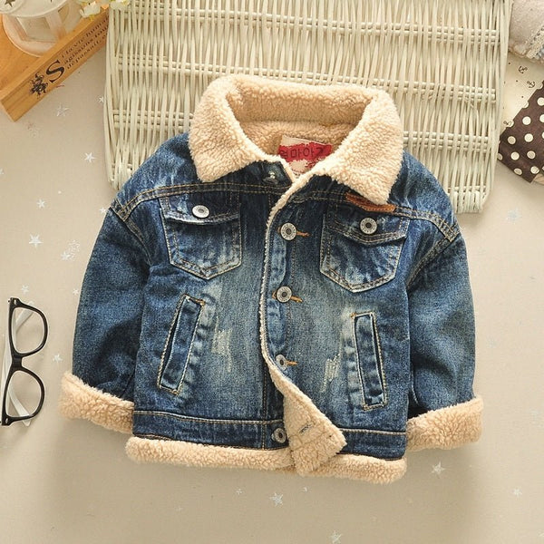 Children's Baby Thickened 4 Korean Style Fur Collar Jacket Top - Bay Buy Shopping