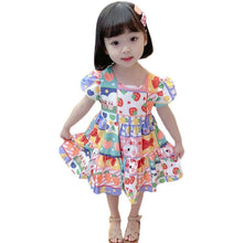 Children's Chiffon Cute Rabbit Graffiti Puff Sleeve Dress - Bay Buy Shopping