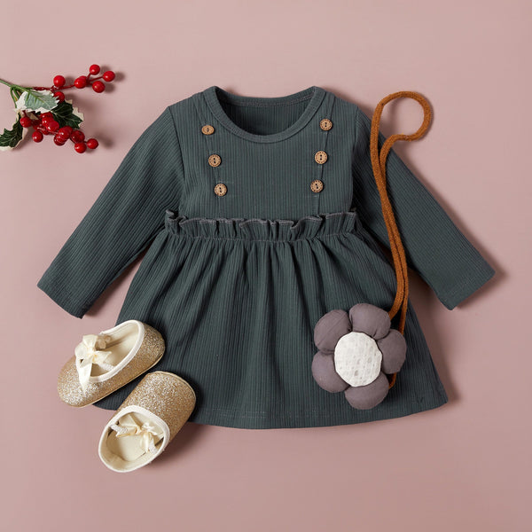 Children's long - sleeved dress in cotton - Bay Buy Shopping