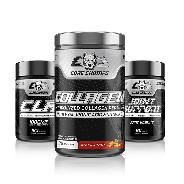 Core Champs Bundle - CLA 1000mg 120 Softgels + Collagen Fruit Punch, 28 Servings + Joint Support 90 Tablets - Bay Buy Shopping