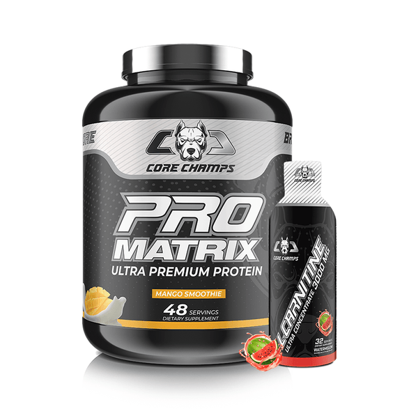 Core Champs Bundle - L Carnitine Liquid 3000mg Watermelon + Protein Matrix 5lb Mango - Bay Buy Shopping