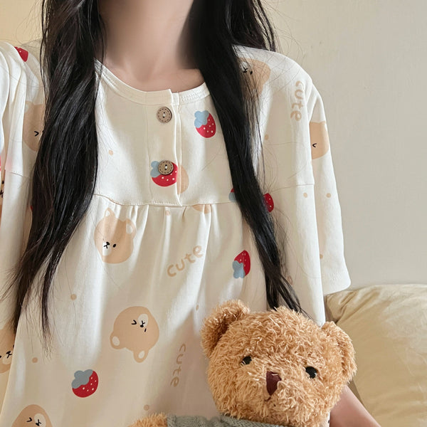 Cotton Three - piece Pajamas For Women Spring And Summer - Bay Buy Shopping