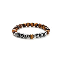 Tigereye Haematite Unisex Silver-strip Bracelet