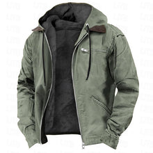 Winter Hooded Coat With Pockets Fashion Warm Fleece Zip-up Jacket Casual Outwear Men's Clothing