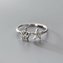 Graceful Mori Inlaid Zircon Cute Animal Turtle Starfish Ring For Women