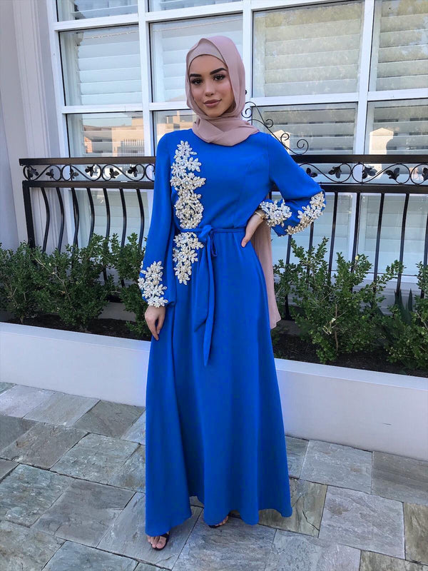 Dignified embroidery long dress with big swing - Bay Buy Shopping
