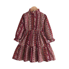 Dress Stand Collar Long Sleeve Print Girl - Bay Buy Shopping