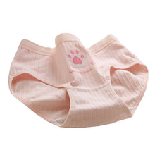 Girl Panties Love Meow Claw Mid-waist Cotton Briefs