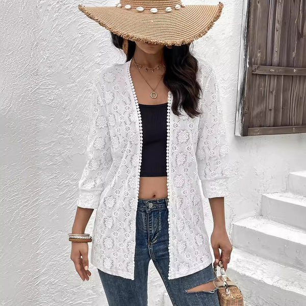 Elegant Lace Stitching Lace Cardigan Shawl - Bay Buy Shopping