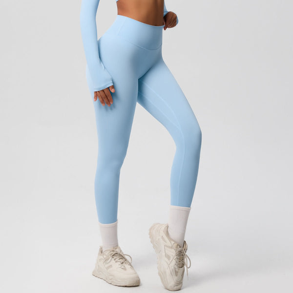 European And American High Waist Nude Feel Skin - friendly Tights Running Sports Fitness - Bay Buy Shopping