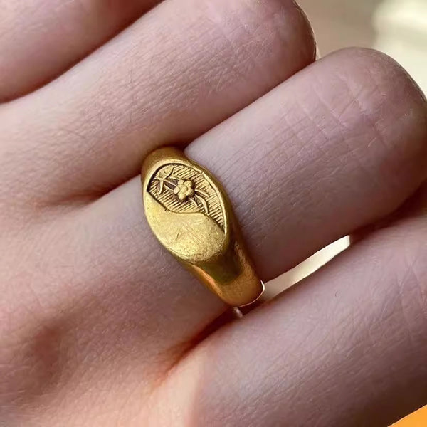 Ethnic Style Fashion All-matching Special-interest Design Simple Yellow Gold Ring