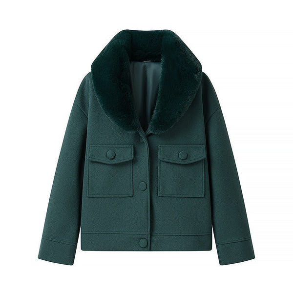 Fashion Casual All - match Loose Detachable Lapel Long - sleeved Woolen Coat - Bay Buy Shopping