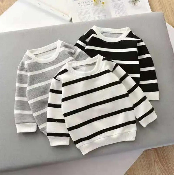 Fashion Children's Striped Pullover Long - sleeved T-shirt - Bay Buy Shopping