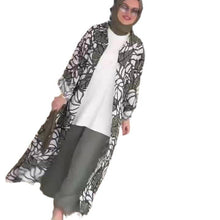 Fashion New Print Long Sleeve Loose Collarless Cardigan Dress - Bay Buy Shopping
