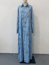 Fashion New Print Long Sleeve Loose Collarless Cardigan Dress - Bay Buy Shopping