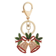 Diamond Studded Christmas Bell Shaped Keychain Metal
