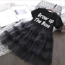 Female Baby Letter Short - sleeved Stitching Mesh Skirt Cake Dress - Bay Buy Shopping