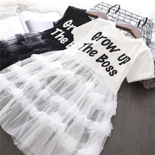 Female Baby Letter Short - sleeved Stitching Mesh Skirt Cake Dress - Bay Buy Shopping