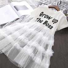 Female Baby Letter Short - sleeved Stitching Mesh Skirt Cake Dress - Bay Buy Shopping