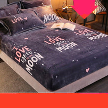 Flannel Bed Sheet One - piece Coral Fleece Plus Velvet Warm Non - slip Fixed Bed Cover - Bay Buy Shopping
