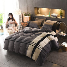 Four - piece Set Of Thickened Color Matching Striped French Velvet Sheets For Autumn And Winter - Bay Buy Shopping
