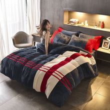 Four - piece Set Of Thickened Color Matching Striped French Velvet Sheets For Autumn And Winter - Bay Buy Shopping